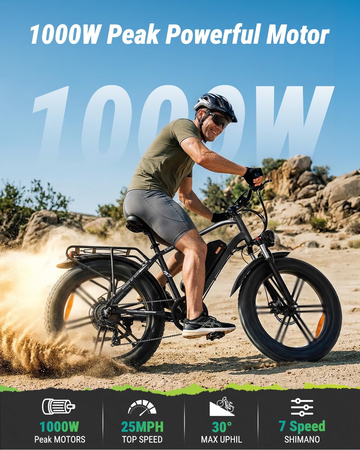 1000W Peak Electric Mountain Bike 48V 13Ah U6523