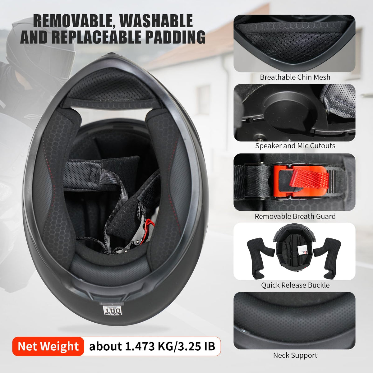 Full Face Motorcycle Helmet DOT Approved S2129