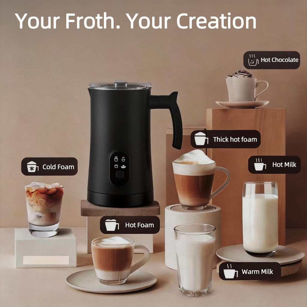 4-in-1 Electric Milk Frother and Steamer Black K856