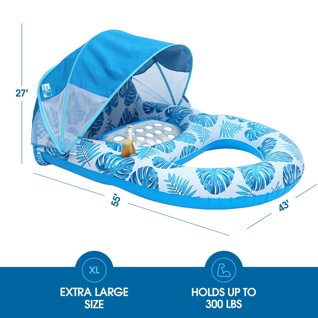 Extra Large Inflatable Pool Lounge Float with Canopy E776164