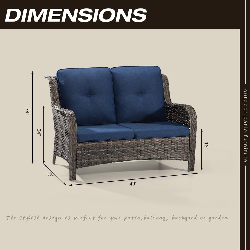2-Seater Wicker Loveseat Sofa with Olefin Cushions I47735