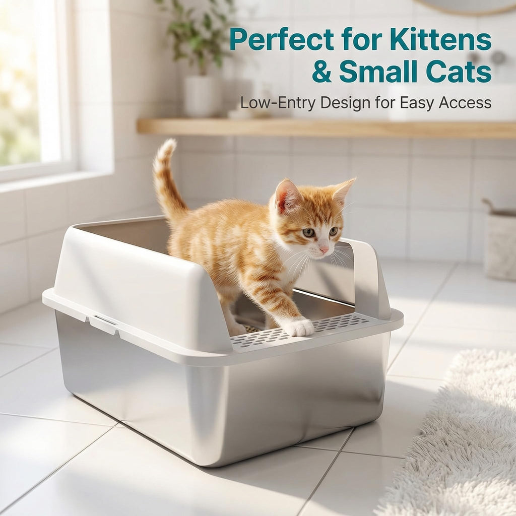 Enclosed Stainless Steel Sifting Litter Box C8744