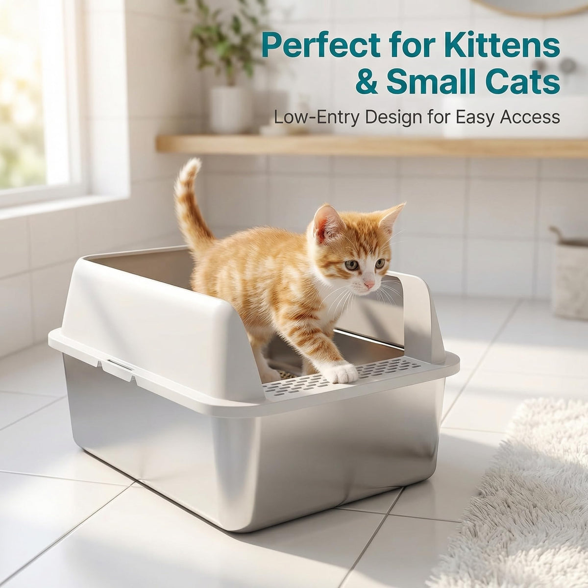 Enclosed Stainless Steel Sifting Litter Box C8744