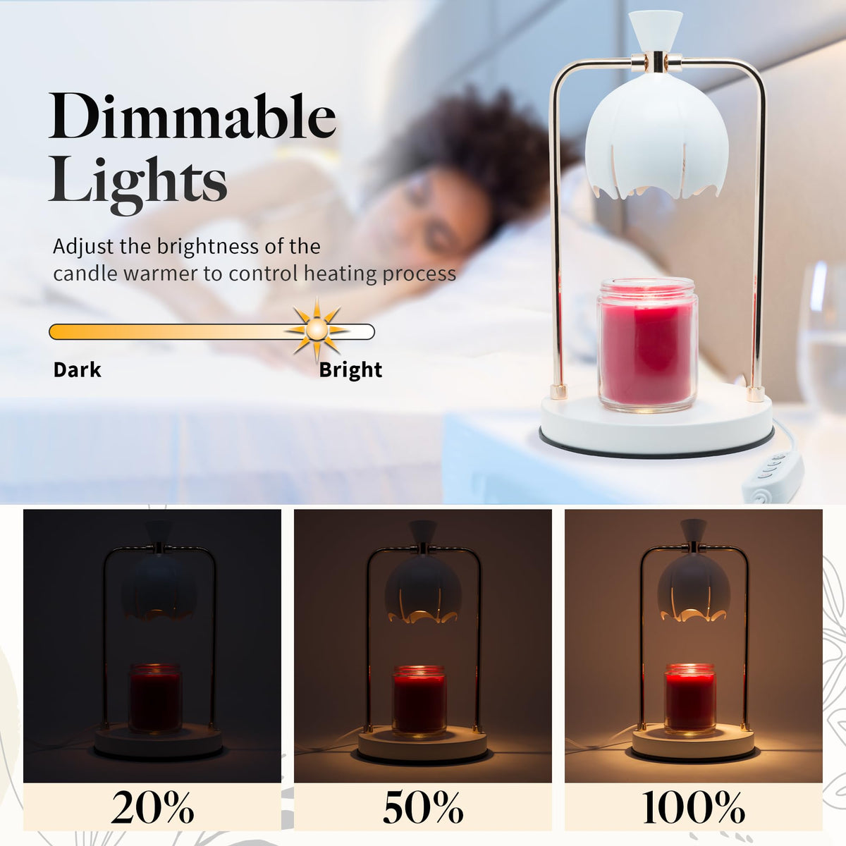 Electric Candle Warmer Lamp with Timer & Dimmer H860256
