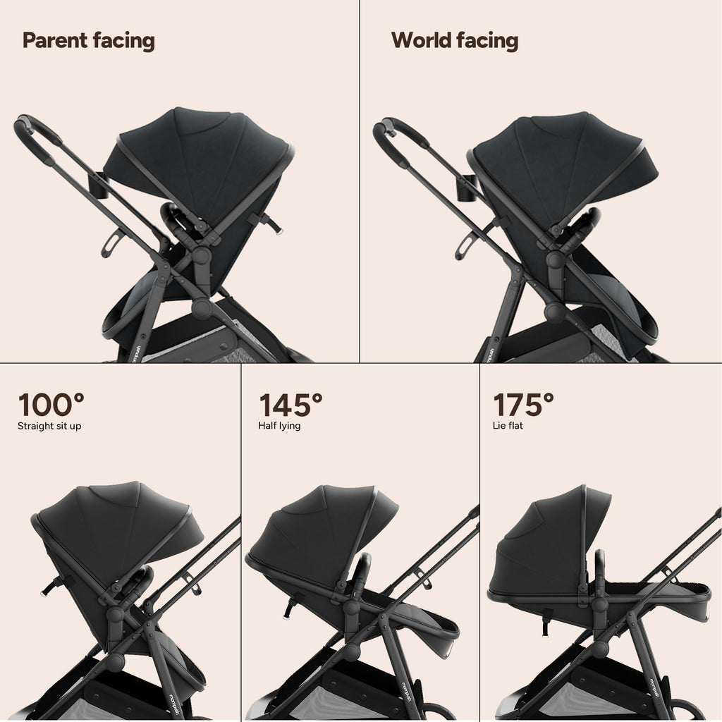 2-in-1 Bassinet Stroller Reversible Seat Black K174052