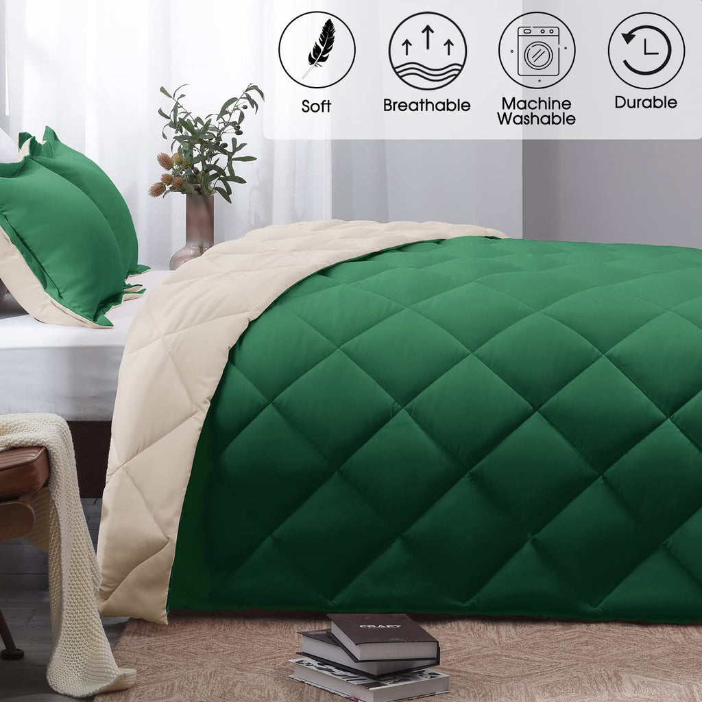 Forest Green King Size Reversible Down Alternative Comforter Set E4469