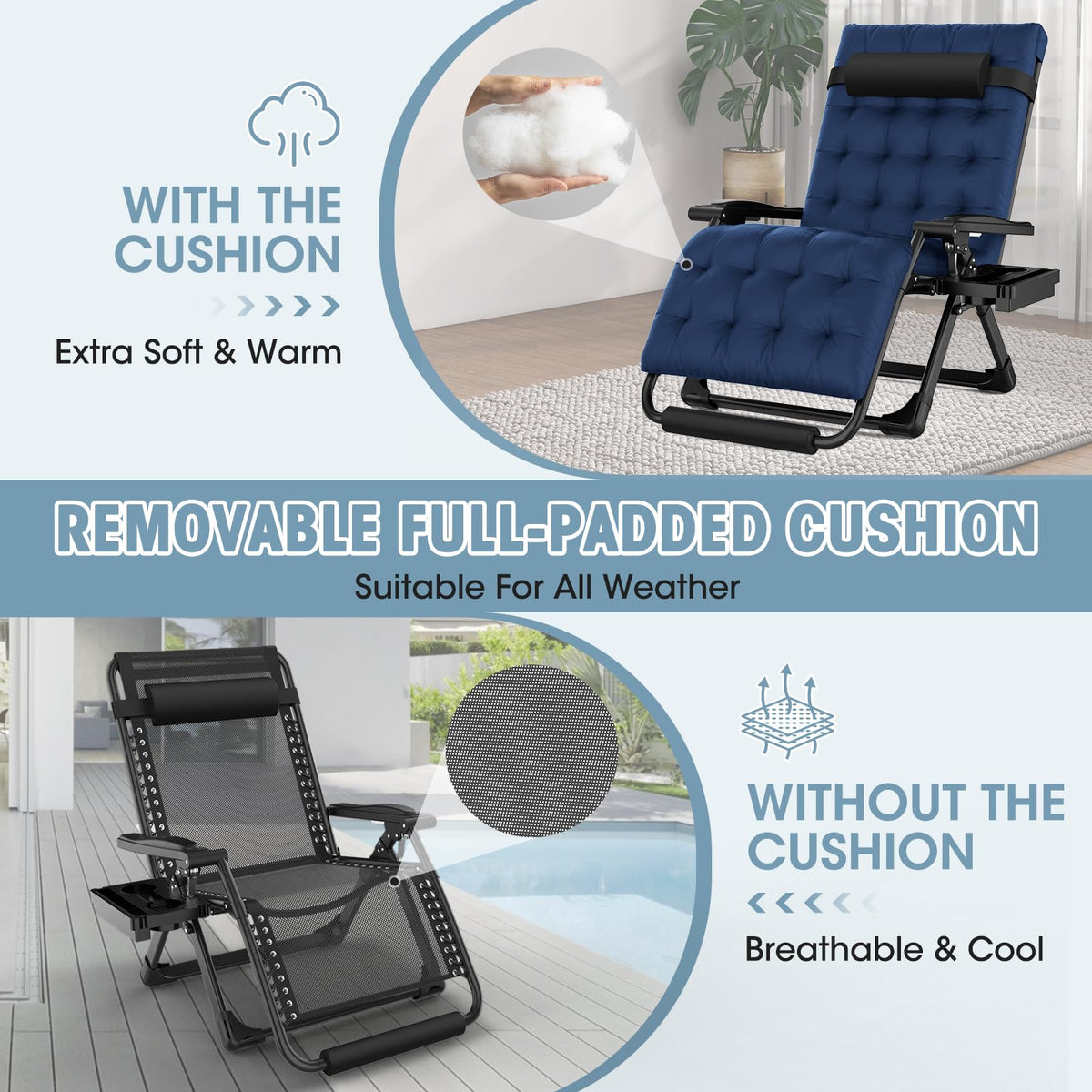 Oversized Zero Gravity Chair with Carry Bag W348