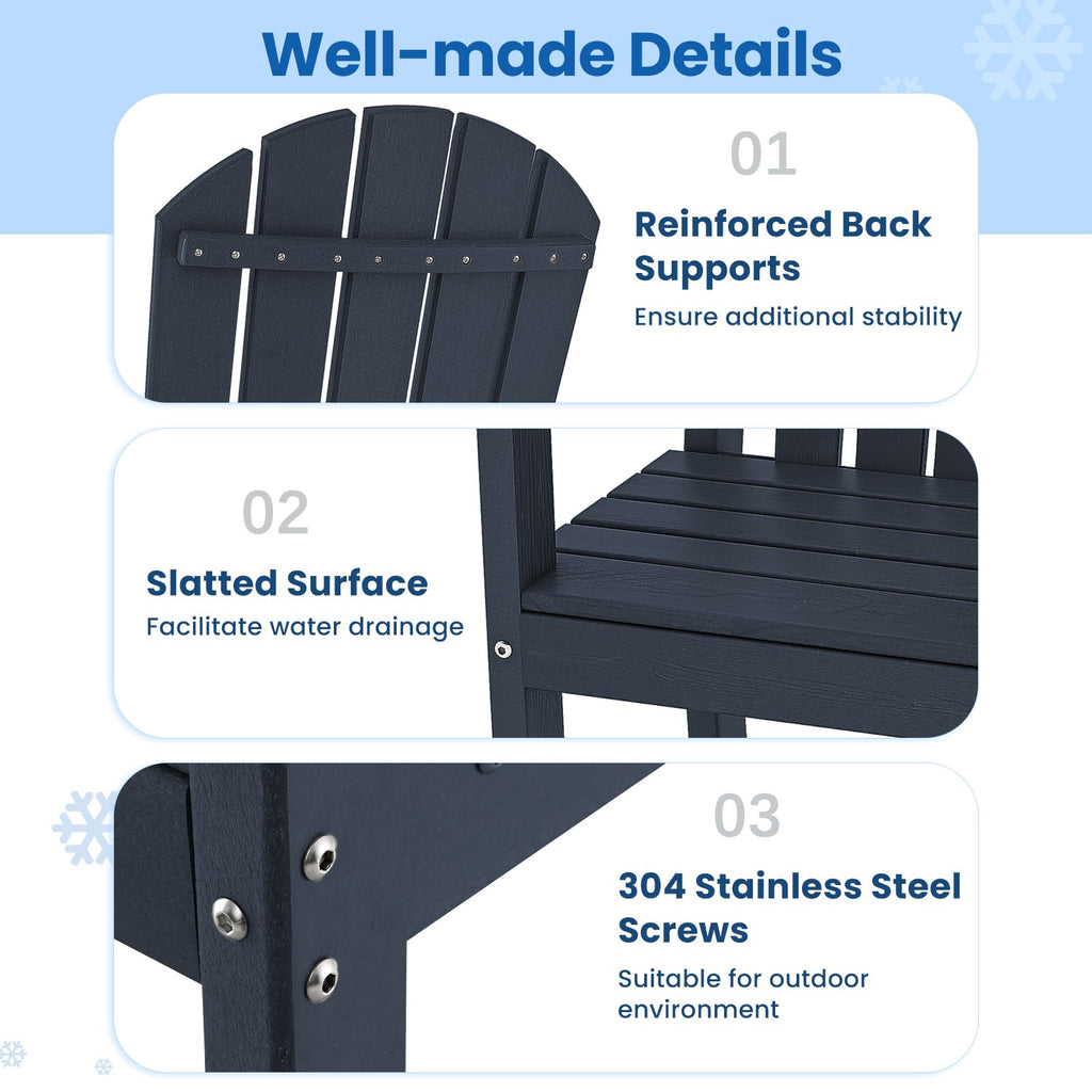 Navy Blue HDPE Resin Adirondack Chair R451