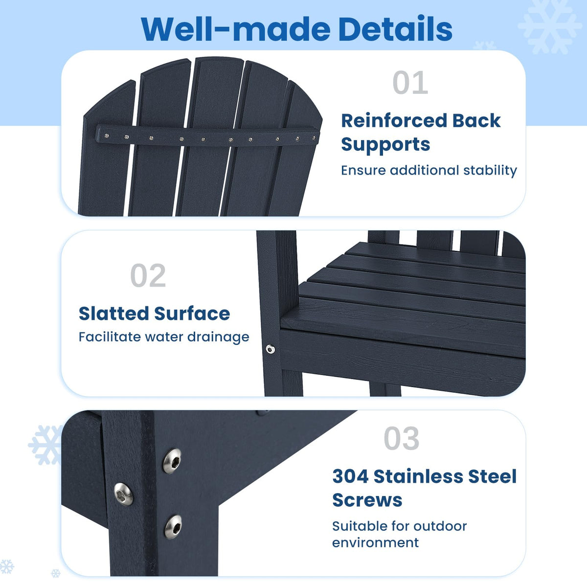 Navy Blue HDPE Resin Adirondack Chair R451