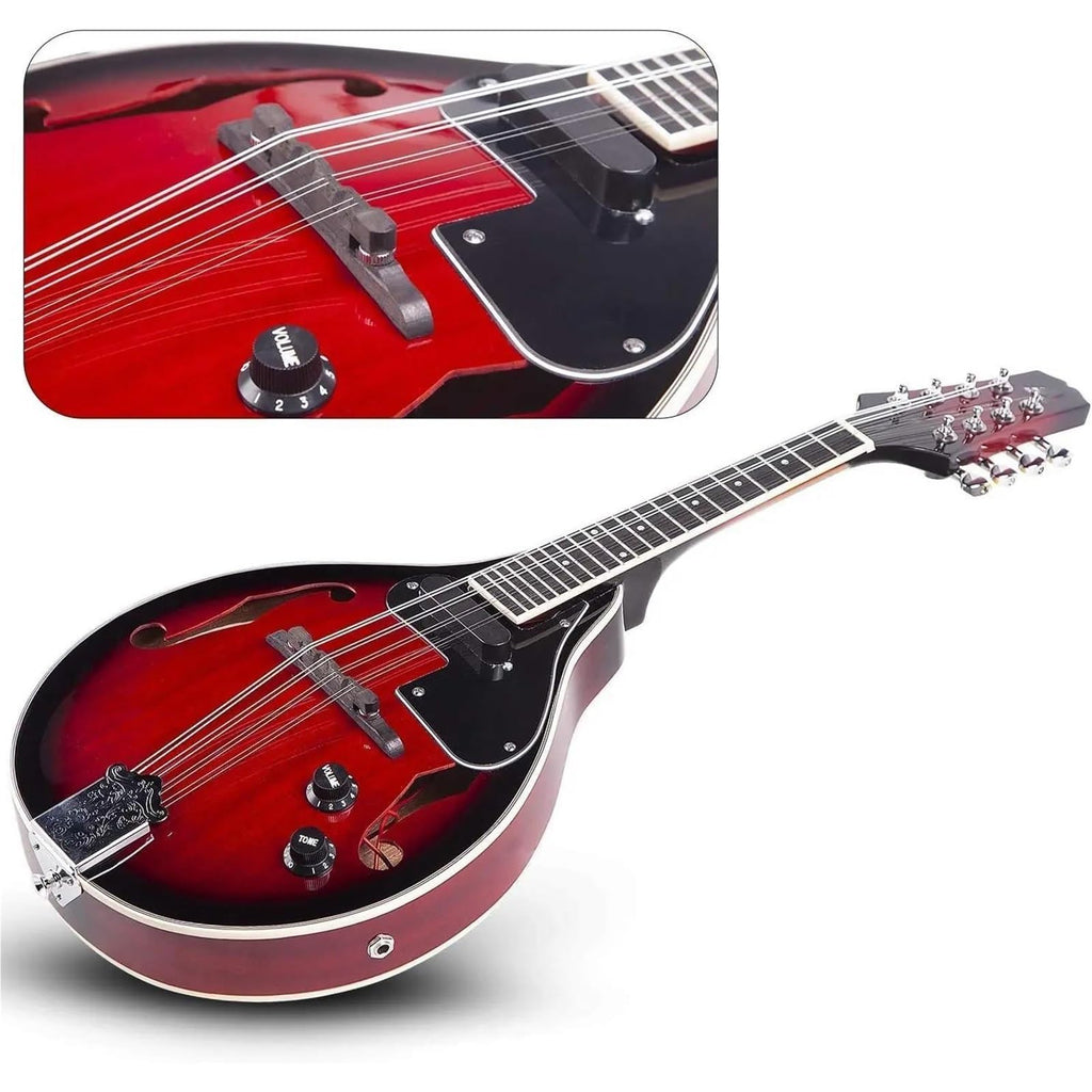 Vintage Red Sunburst Mahogany Wood Acoustic Electric Mandolin G312