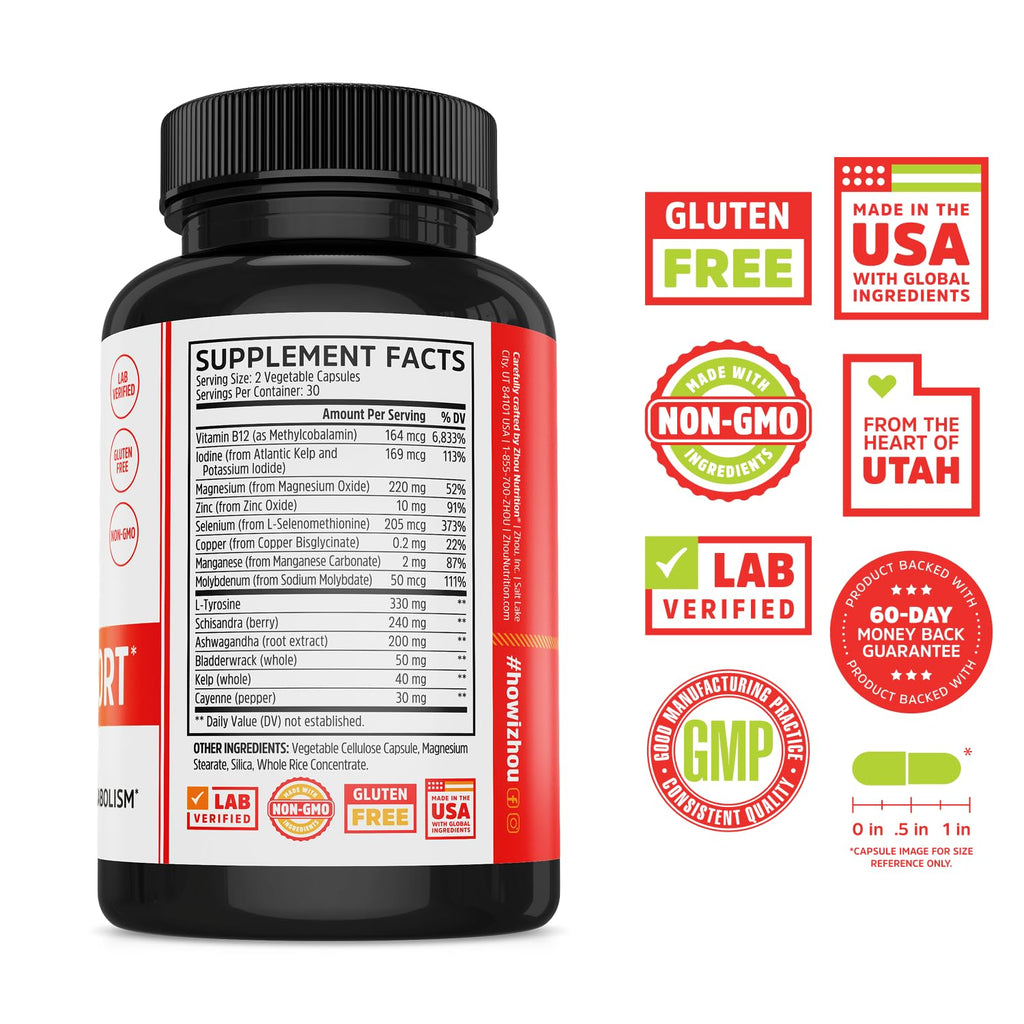 Thyroid Support Supplement 60 Veggie Capsules C5595