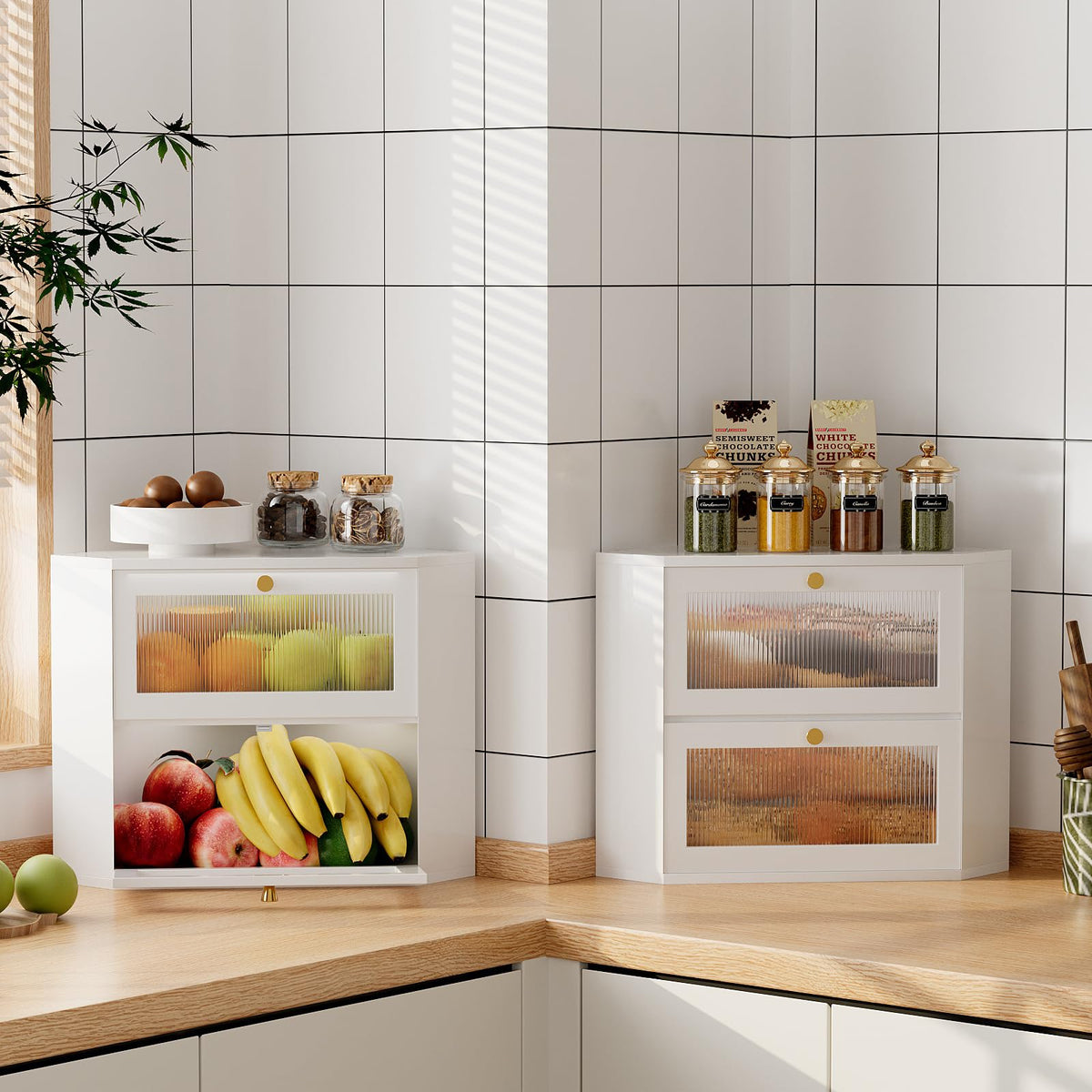 Bamboo Bread Box with Transparent Door A617