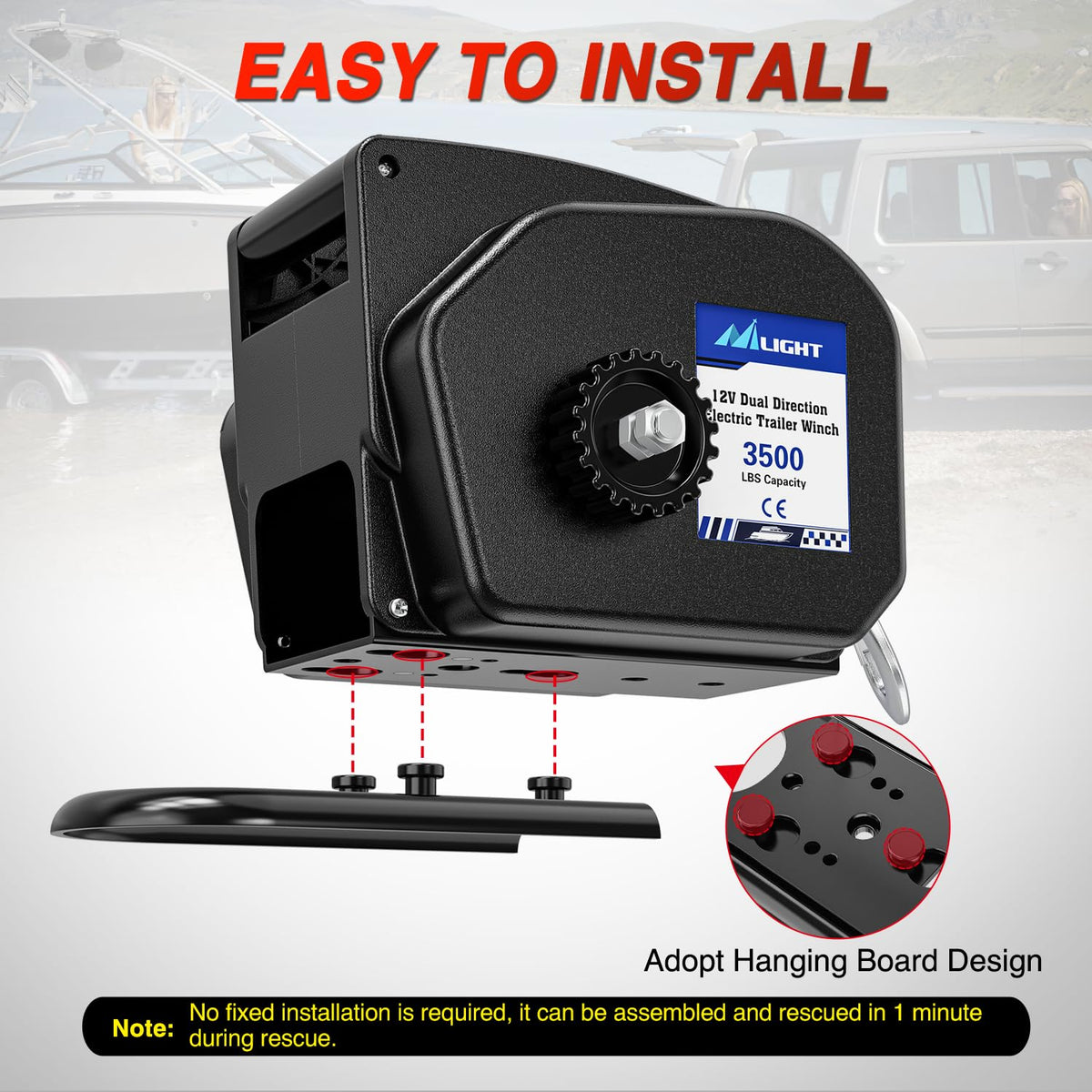 3500 lbs Portable Electric Boat Trailer Winch Y771