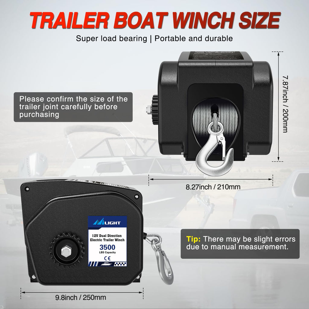 3500 lbs Portable Electric Boat Trailer Winch Y771