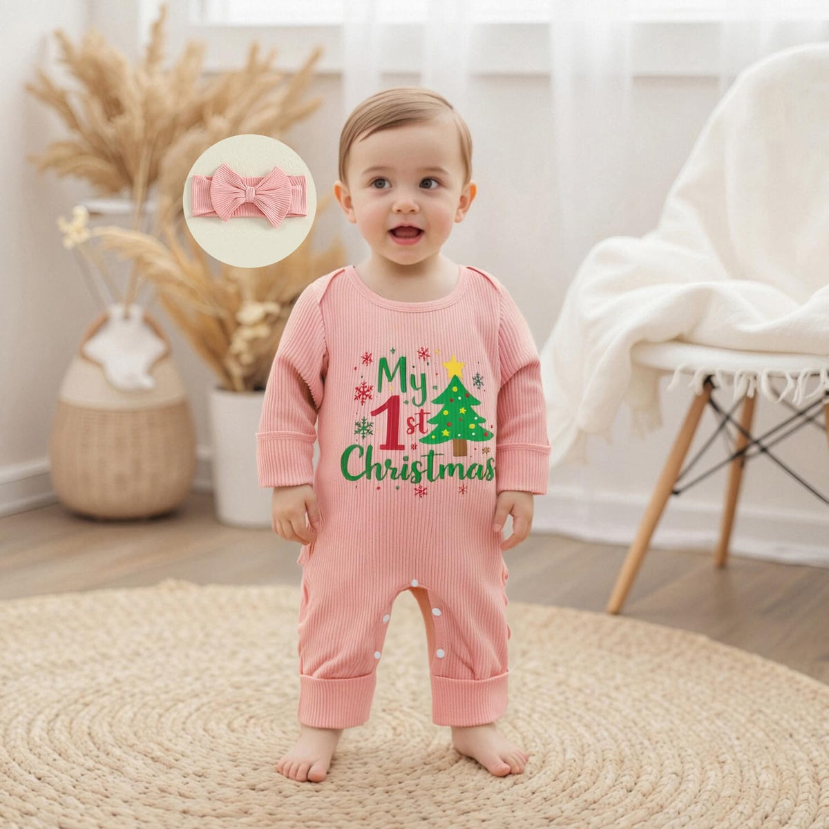 Christmas Tree Long Sleeve Romper Jumpsuit E58453