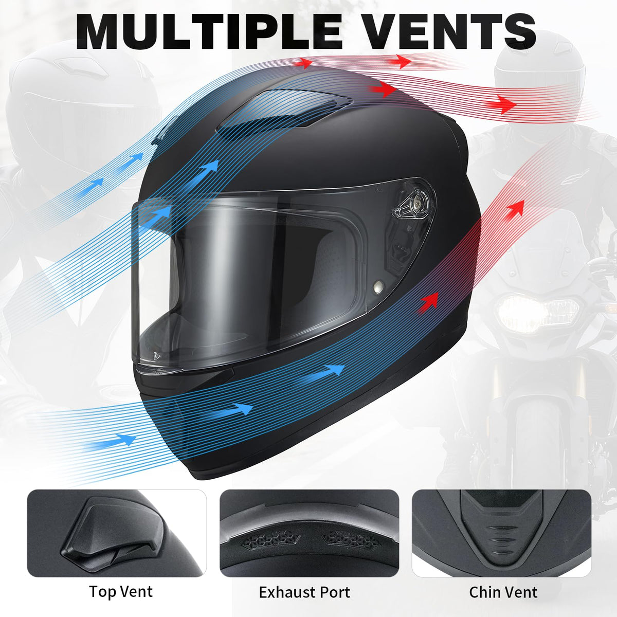 Full Face Motorcycle Helmet DOT Approved S2129
