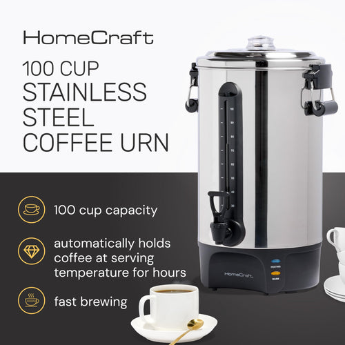 100-Cup Stainless Steel Coffee Urn and Hot Beverage Dispenser G9080