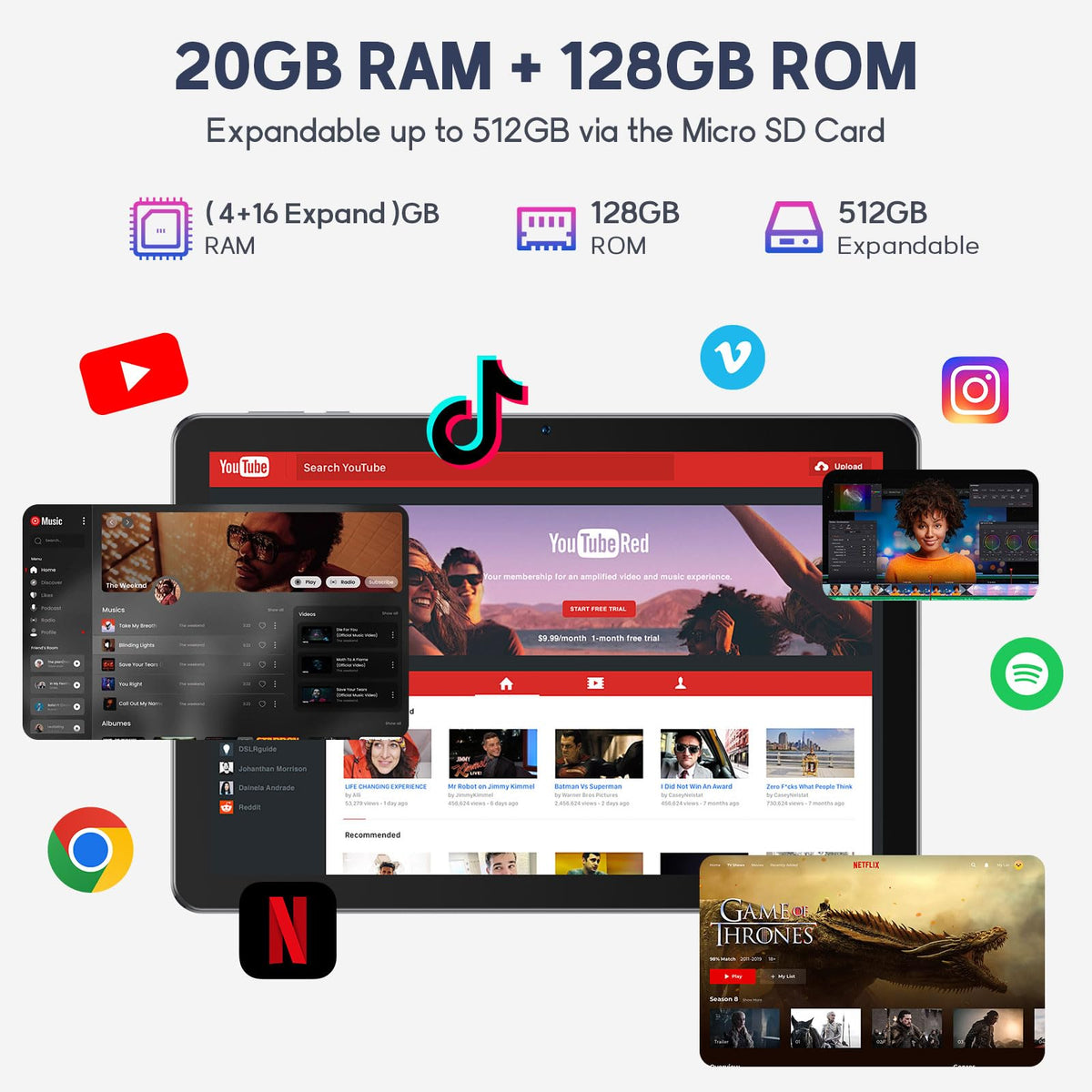 10 Inch Android Tablet with Keyboard 128GB K24997
