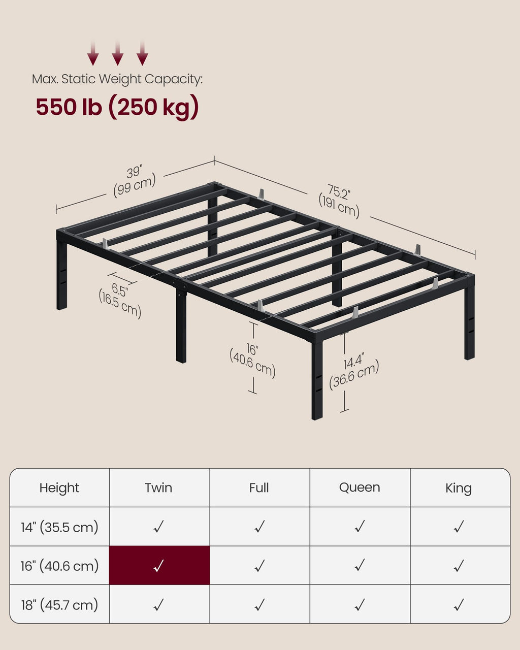 Twin Metal Bed Frame G4564