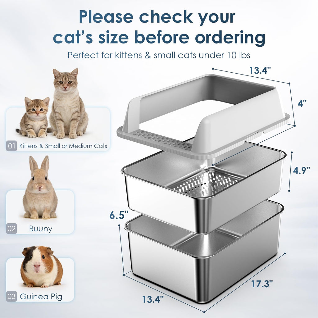 Enclosed Stainless Steel Sifting Litter Box C8744