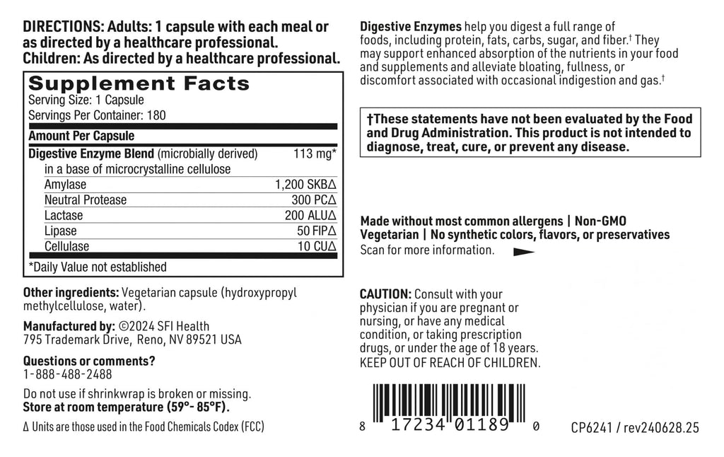 180 Capsules Digestive Enzymes C766302