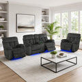 Gray Wool 3 Piece Power Reclining Sofa Set with USB Ports and LED Lights I4587