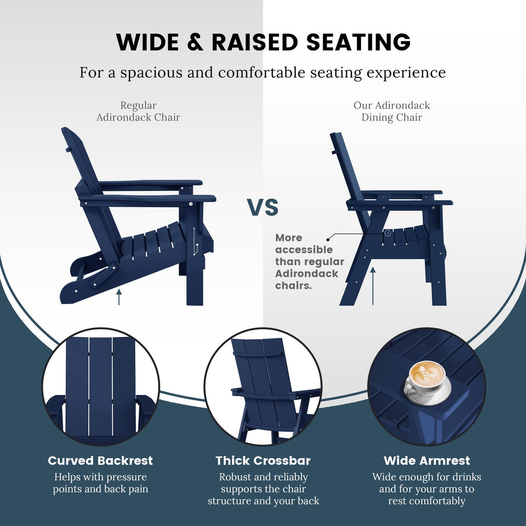 HDPE Adirondack Dining Chair Navy Blue G8983