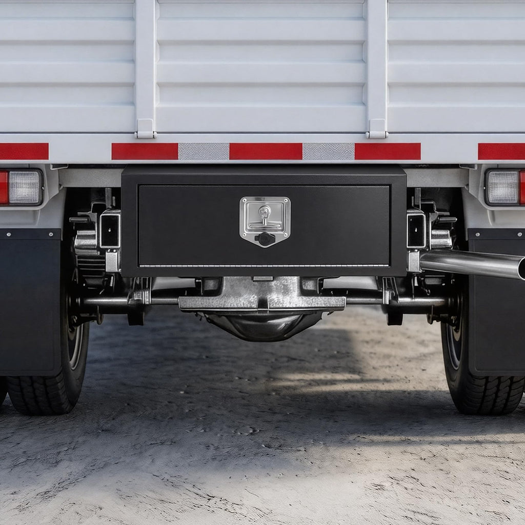 Underbody Truck Tool Box 27 x 10 x 10 Inch Heavy Duty Steel with Lock & Keys Black G1502