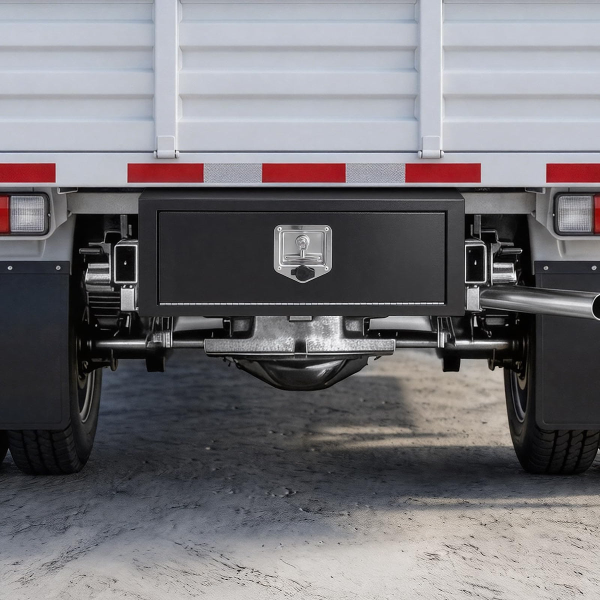 Underbody Truck Tool Box 27 x 10 x 10 Inch Heavy Duty Steel with Lock & Keys Black G1502