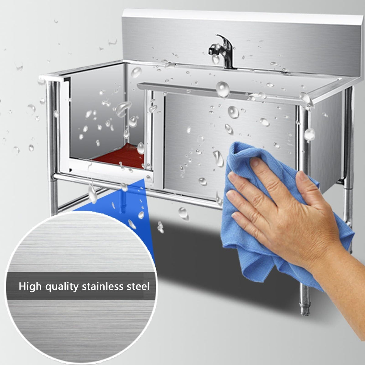 Stainless Steel Dog Grooming Tub with Sliding Door A1287