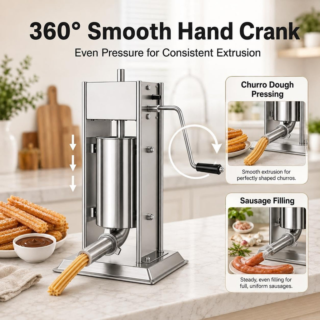 Vertical Sausage Stuffer and Churro Machine Combo, 304 Steel, 3L/5L/7L C3124