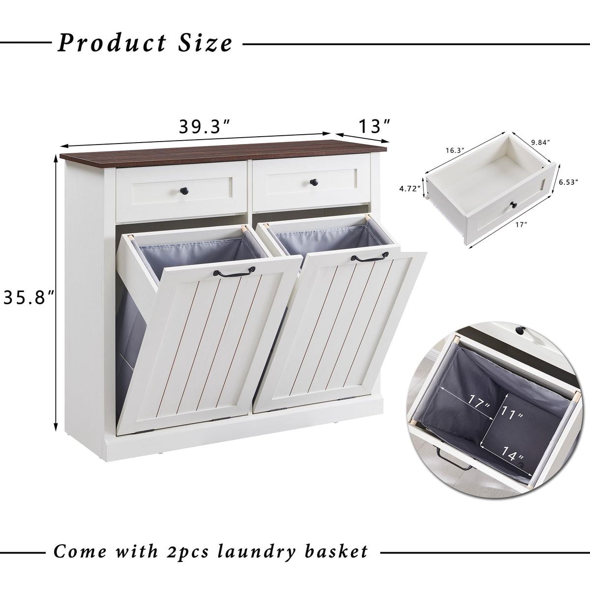 Double Tilt Out Wood Trash Cabinet Antique White I785