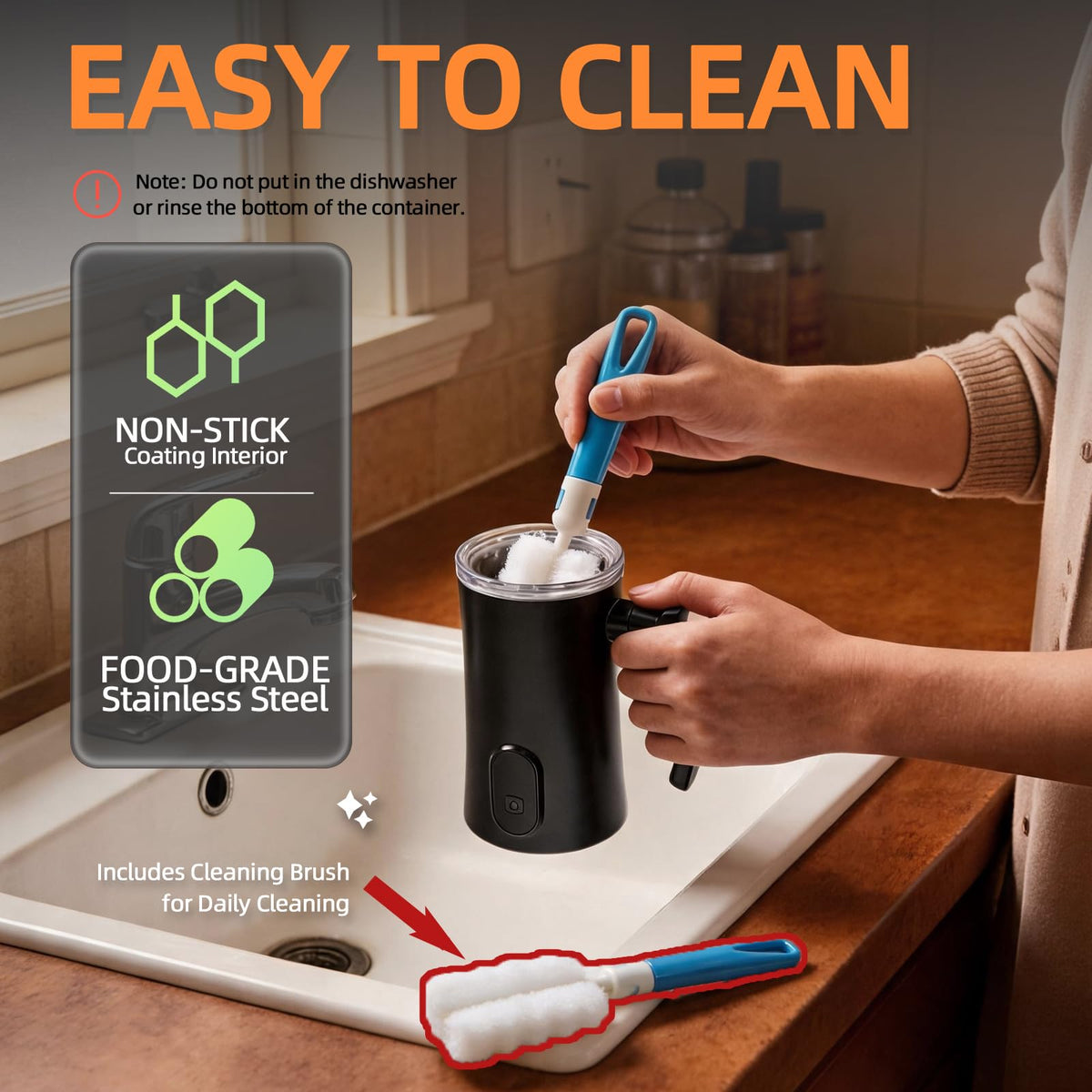 4-in-1 Electric Milk Frother and Steamer Black K856