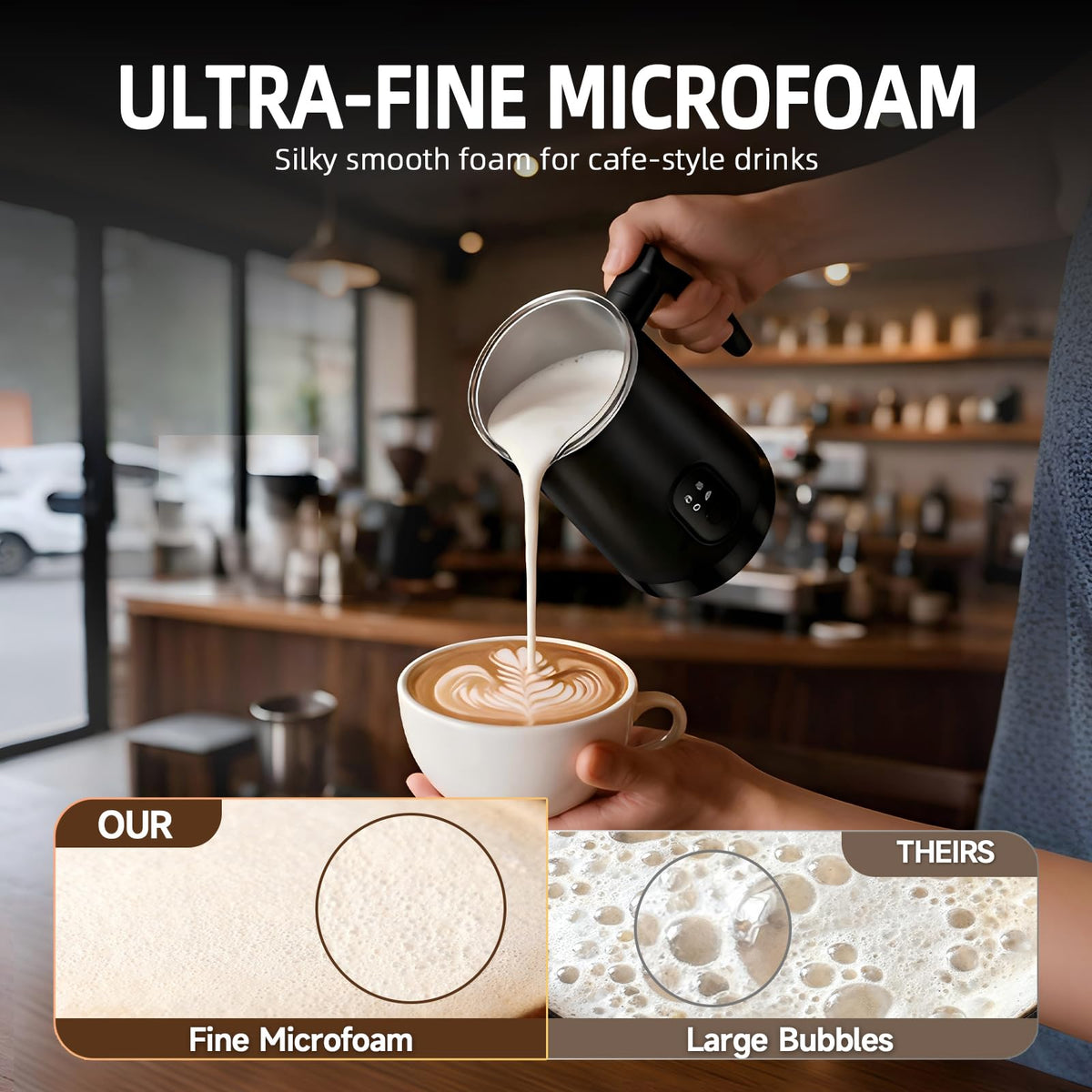 4-in-1 Electric Milk Frother and Steamer Black K856