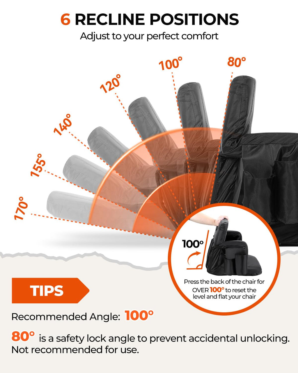 Stadium Seats with Back Support 2.5'' Thick Cushion 6 Adjustable Angle Bleacher Seat with Armrest W689