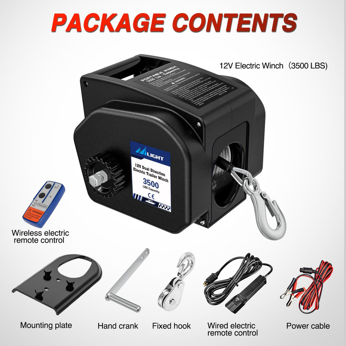 3500 lbs Portable Electric Boat Trailer Winch Y771