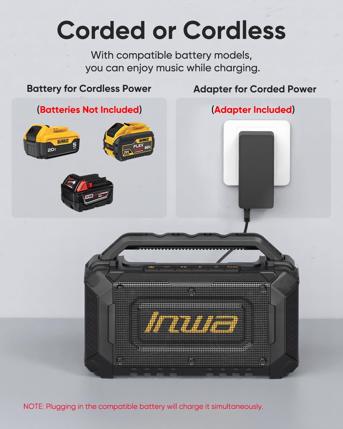 60W Portable Bluetooth Jobsite Speaker with RGB Lights P370880
