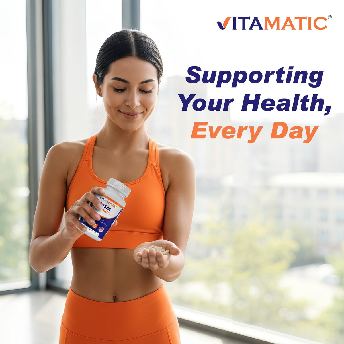 MSM 2000 mg with Vitamin C 180 Veg Capsules Non-GMO Gluten Free M452276