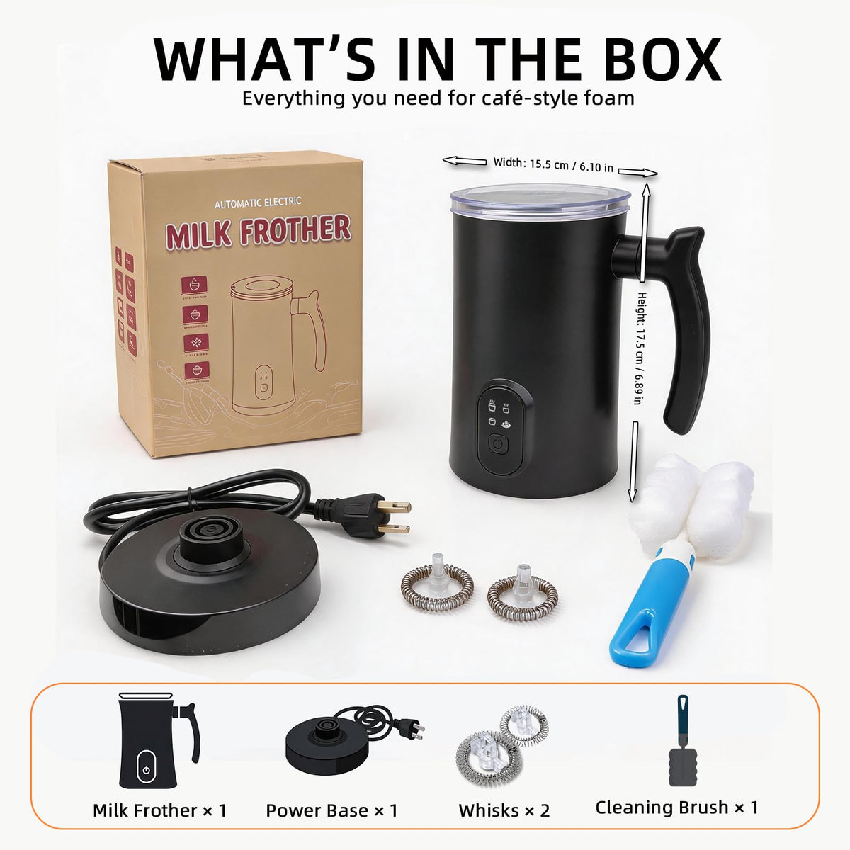 4-in-1 Electric Milk Frother and Steamer Black K856