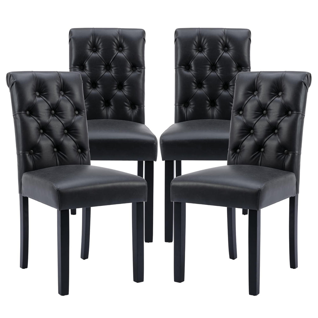 Black Set of 4 PU Leather Tufted Dining Chairs D526859