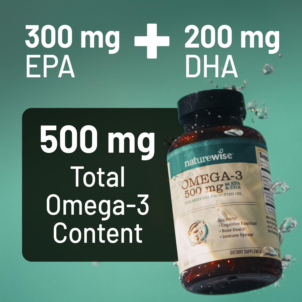 Omega 3 Fish Oil 500 mg EPA & DHA 90 Softgels U752