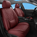 Wine Red Leather Full Set Car Seat Covers D102944