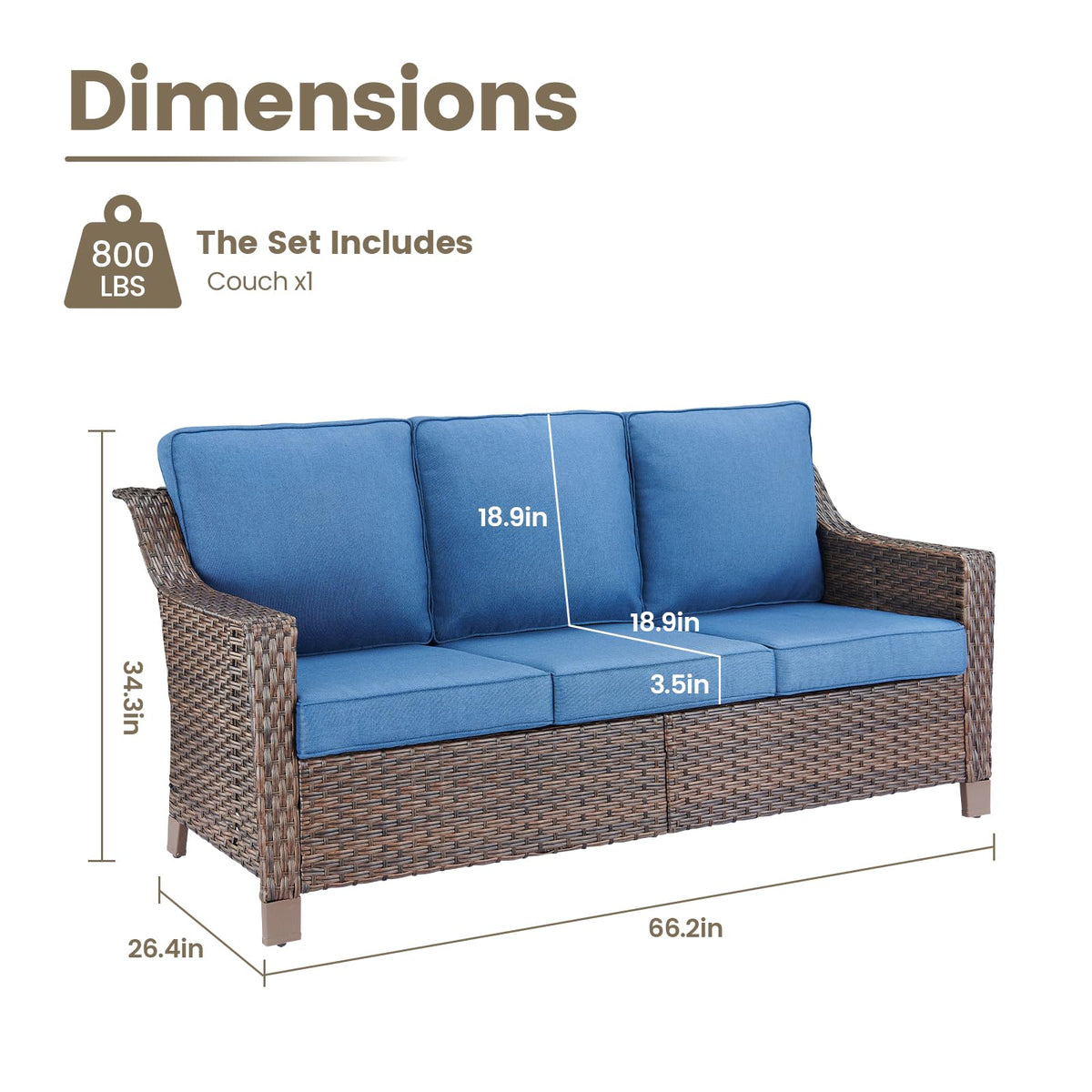 Brown PE Wicker Outdoor Sofa J43816