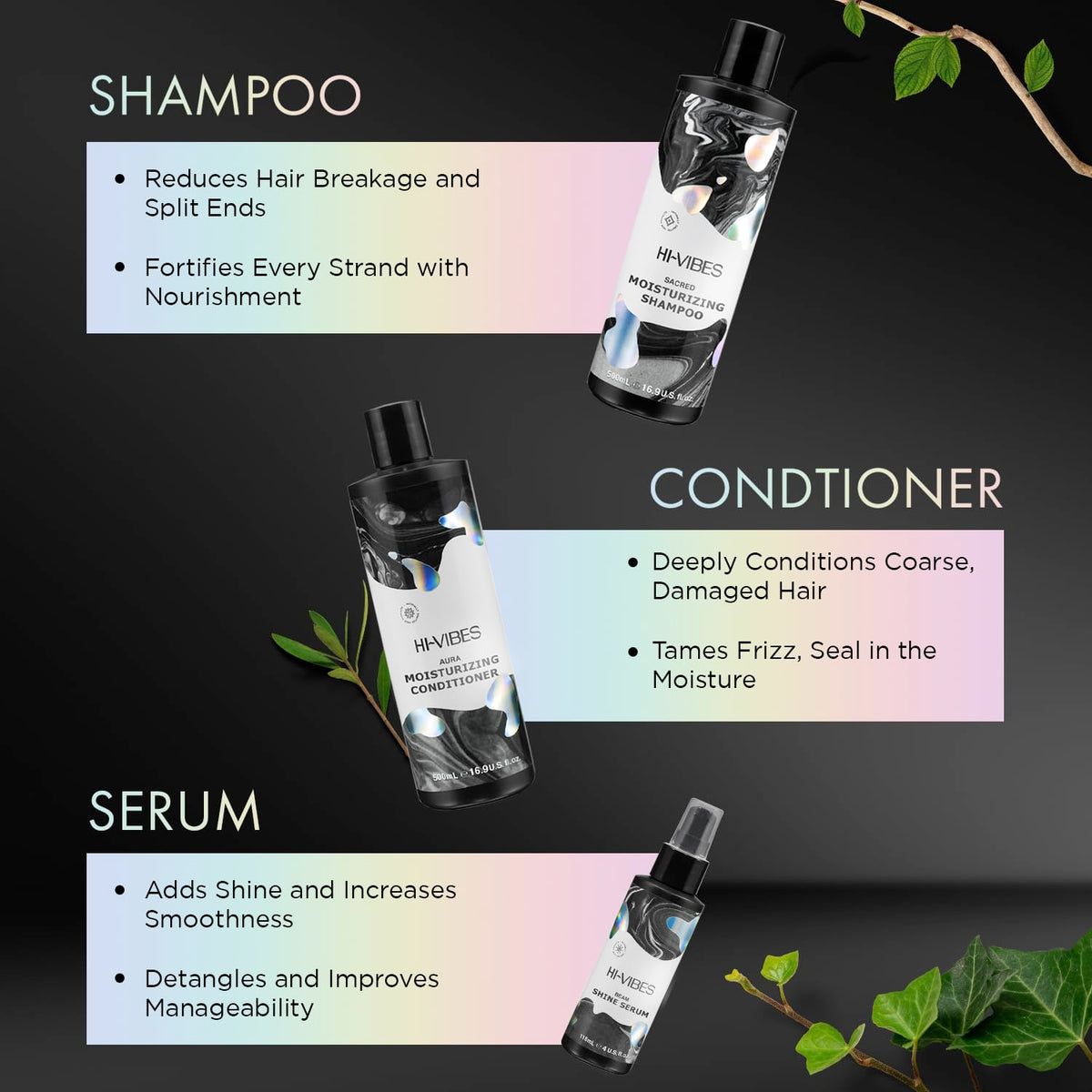 Vegan Argan Oil Shampoo Conditioner and Serum Set D532