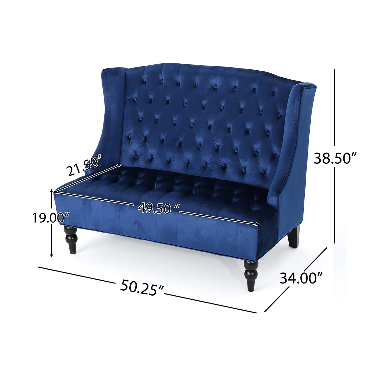 Navy Blue Velvet Tufted Loveseat Q346