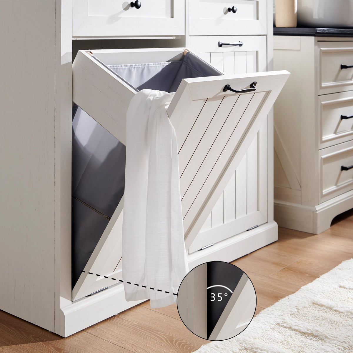 Double Tilt Out Wood Trash Cabinet Antique White I785