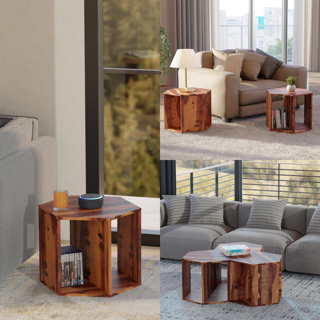 Solid Sheesham Wood Coffee Table Set of 3 I74698