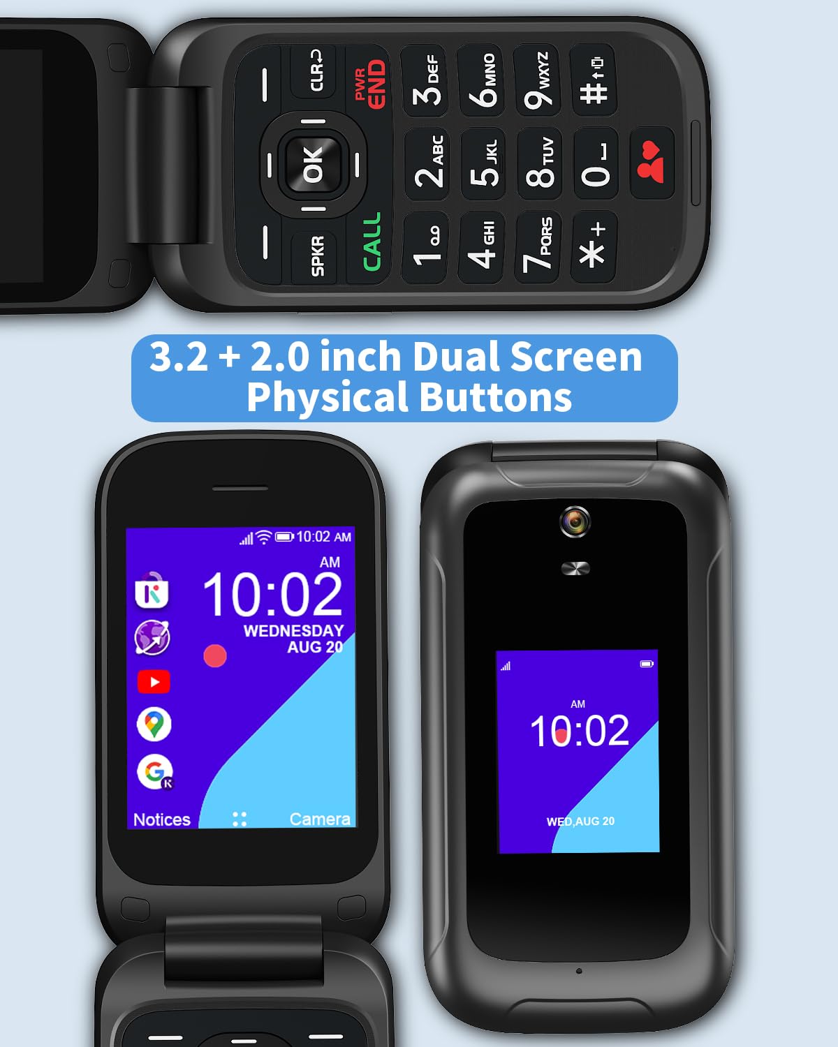 Unlocked 4G Flip Phone with Dual Screen A128