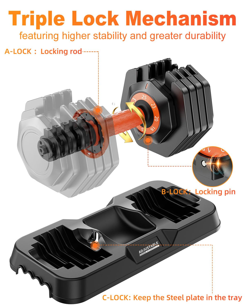 Adjustable Dumbbell Set 25lb/50lb K968
