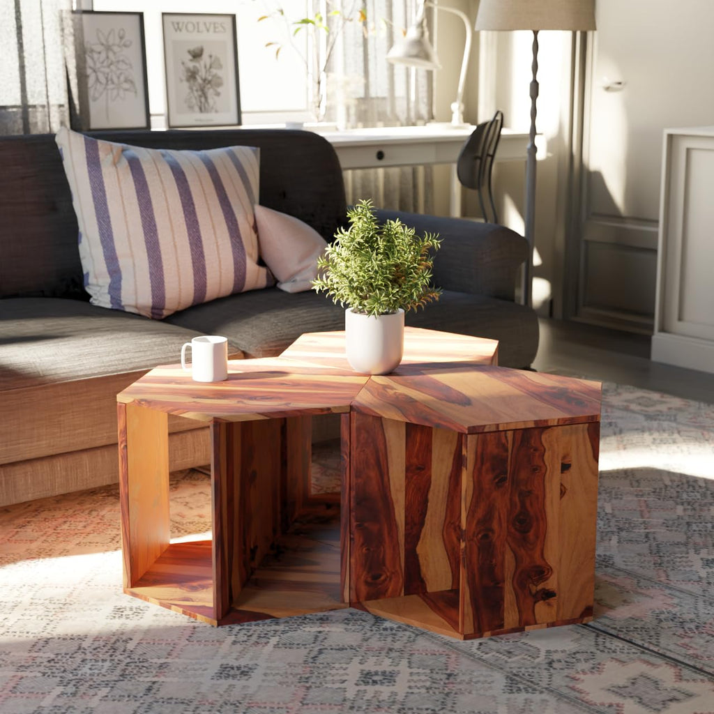 Solid Sheesham Wood Coffee Table Set of 3 I74698